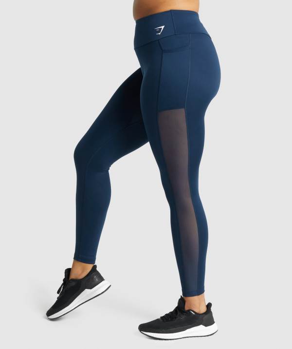 Damske Legíny Gymshark Training Mesh Pocket Námornícka Modrá | GY2640189